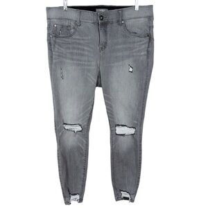 Torrid Bombshell Skinny Jeans sz 14 Short * Ankle High Rise Gray Stretch Denim